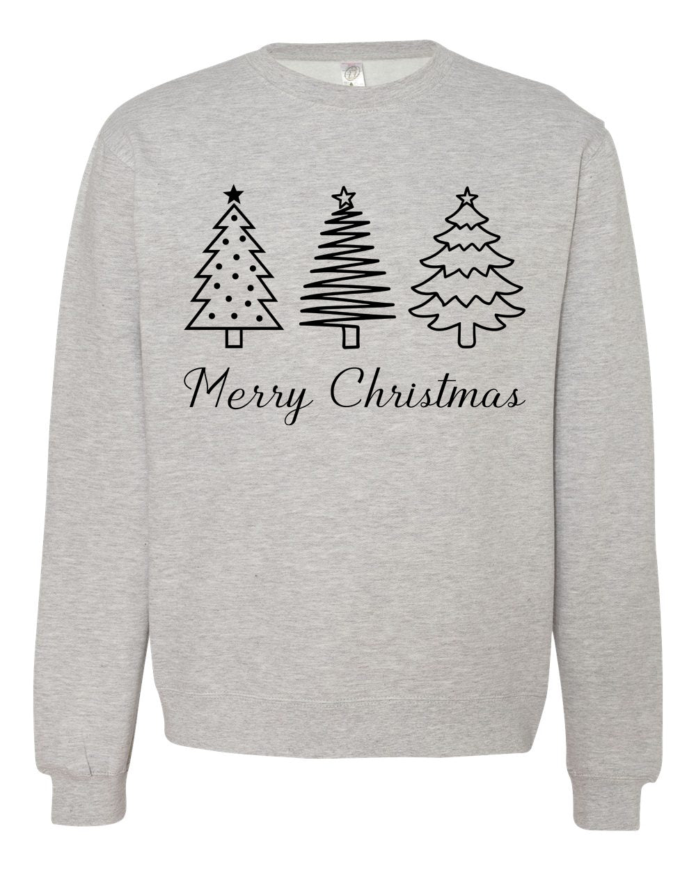 Merry + Bright Christmas Tree Modern Dainty Holiday Gildan 18000 Sweatshirt