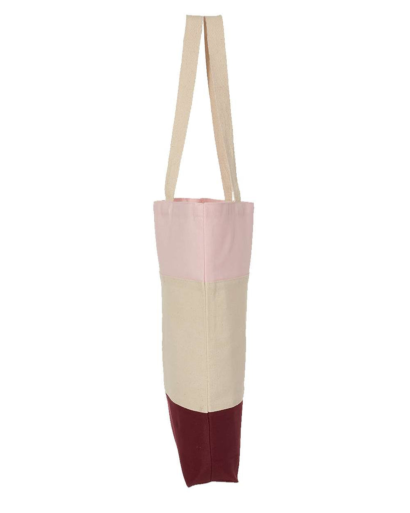 Stylish tri-color heavy canvas tote bag side with durable handles, custom printed in the DMV area
