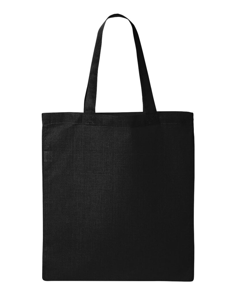 Custom printed black economical cotton tote bag in various colors, perfect for events, businesses, and giveaways in the DMV area