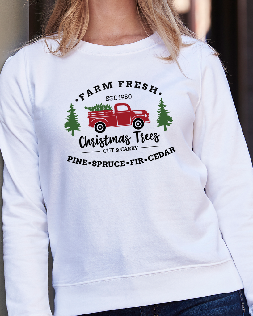 Farm Fresh-Christmas-trees-truck-crewneck