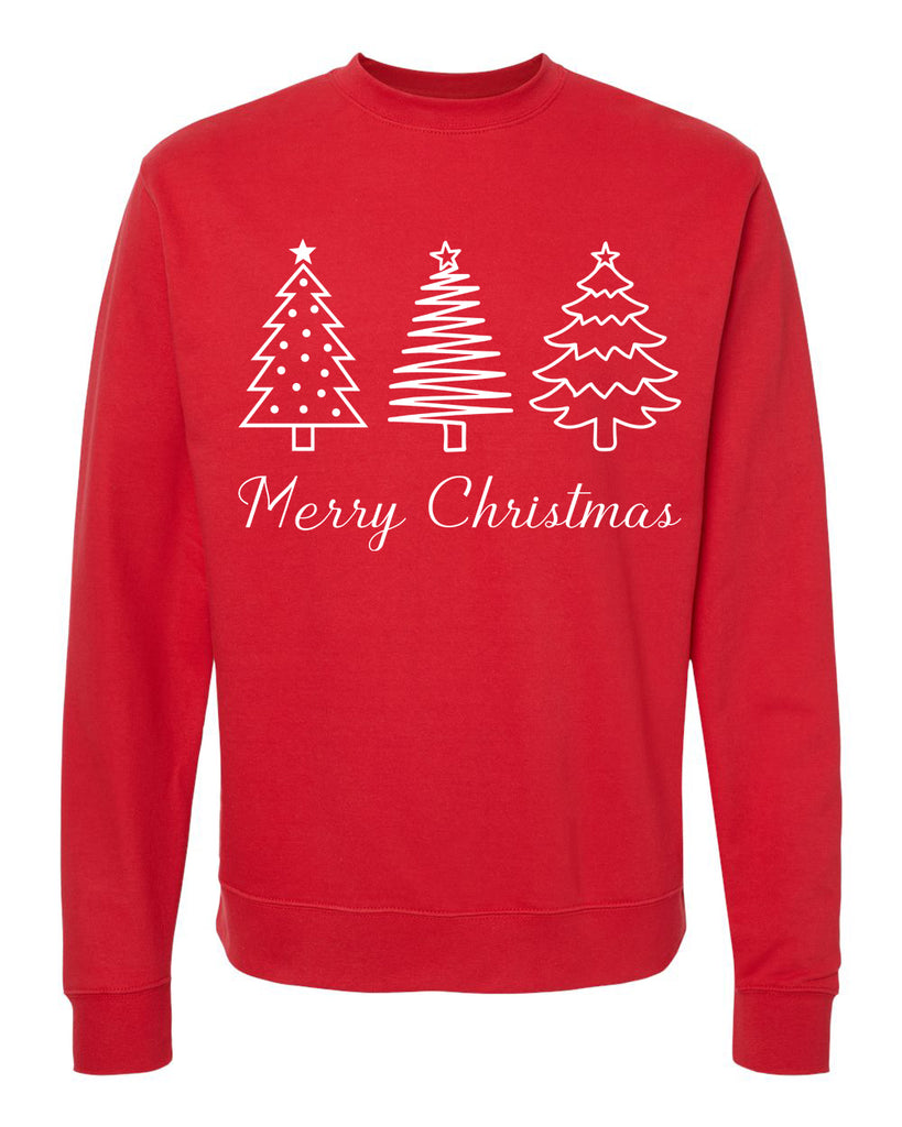 Merry Christmas Sweatshirt, Christmas Tree Sweatshirt, Red Christmas Sweatshirt