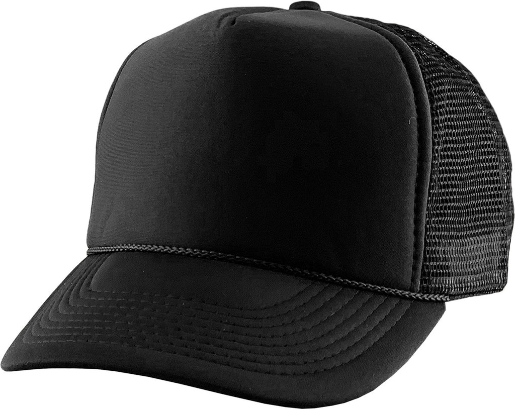 Black Trucker Hat with mesh back