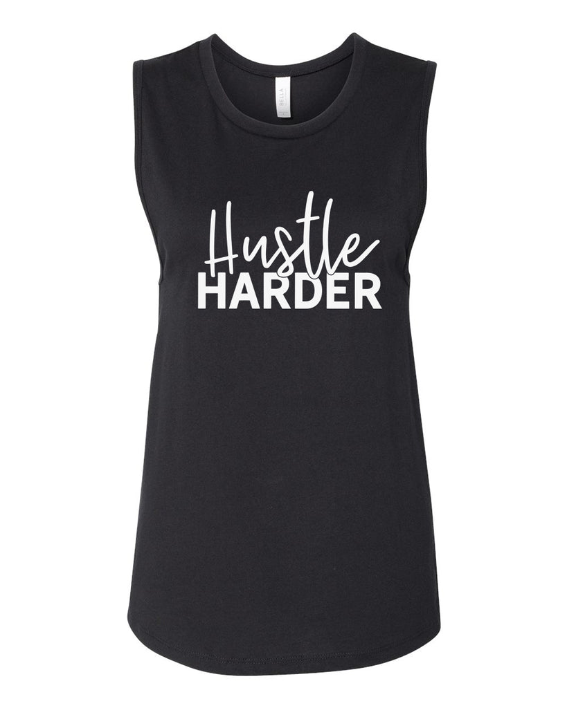 HUSTLE HARDER Women's Jersey Muscle Tank