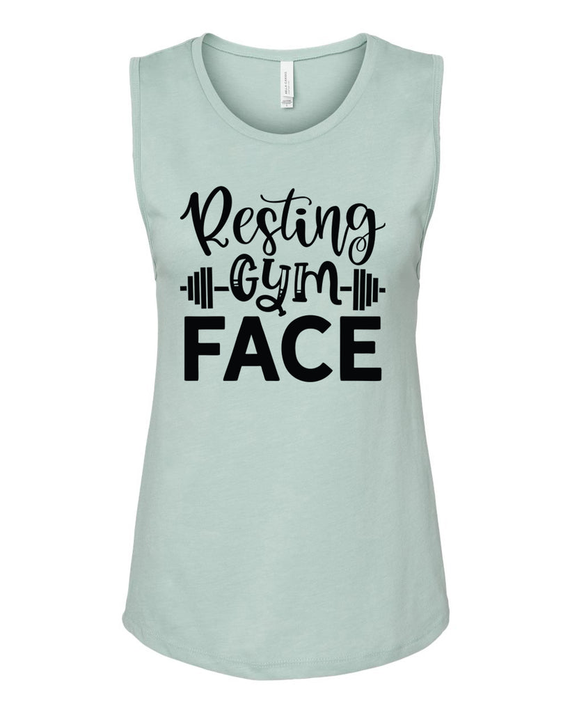 RESTING GYM FACE Women's Jersey Muscle Tank