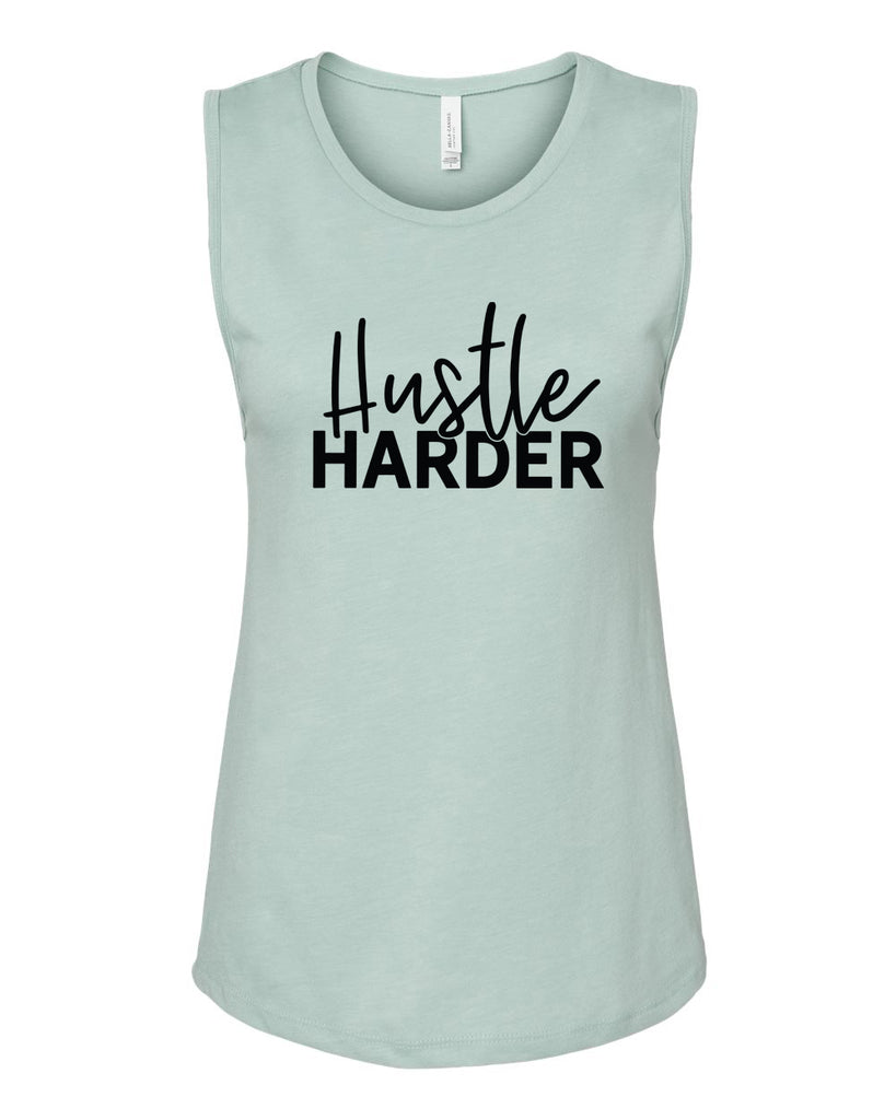 HUSTLE HARDER Women's Jersey Muscle Tank