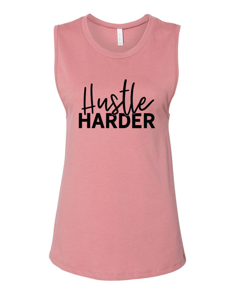 HUSTLE HARDER Women's Jersey Muscle Tank