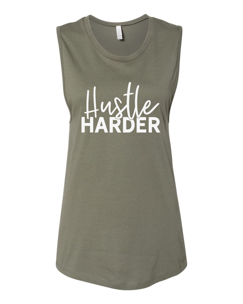 HUSTLE HARDER Women's Jersey Muscle Tank