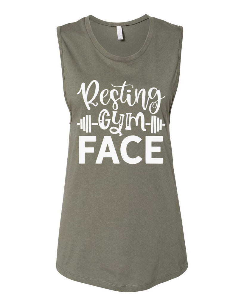 RESTING GYM FACE Women's Jersey Muscle Tank