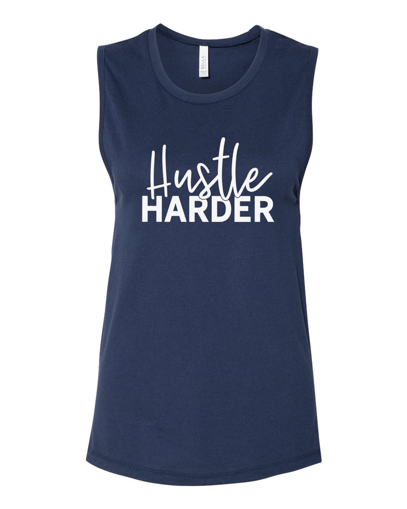 HUSTLE HARDER Women's Jersey Muscle Tank